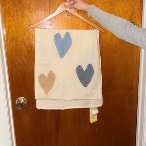 Kerri Rosenthal 100% cashmere Cream scarf with Heart Accents